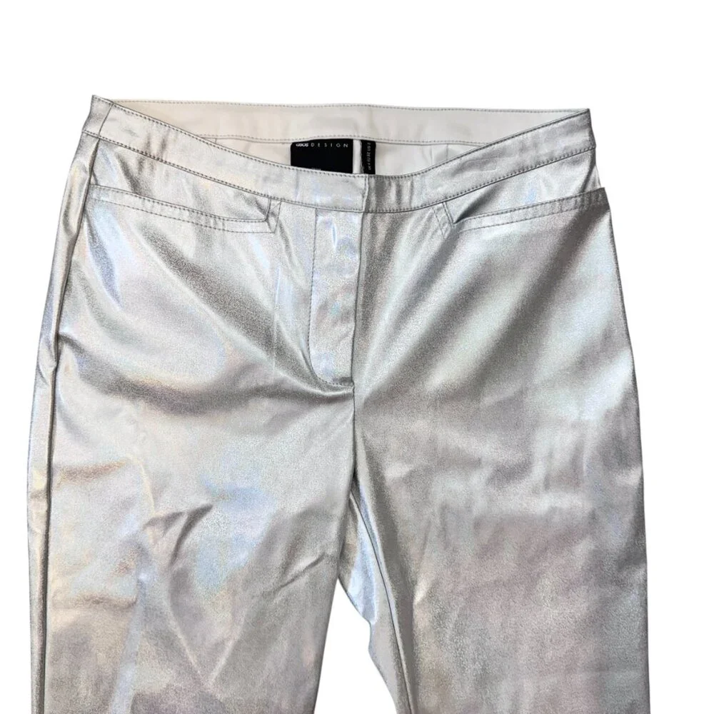 ASOS Design Sparkly Metallic Silver Flare Split Hem Pants Women's size 0